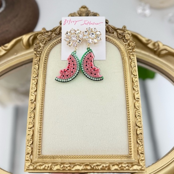 Betsey Johnson Watermelon Slice Statement Earrings – Juicy & Fun! - Picture 1 of 7